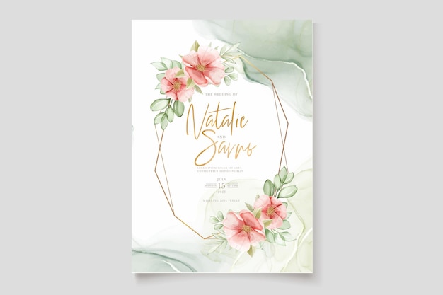 watercolor hand drawn floral and leaves card set