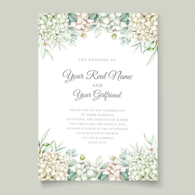 watercolor hand drawn floral wedding invitation card set