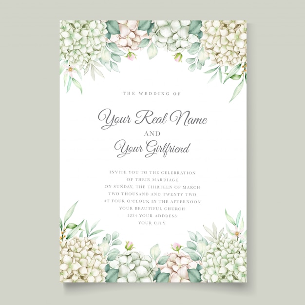 Watercolor hand drawn floral wedding invitation card set