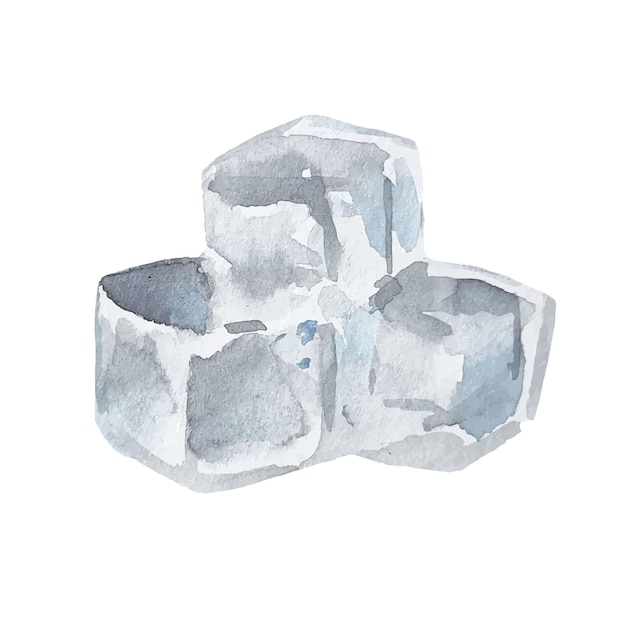 Акварельные кубики льда на прозрачном фоне