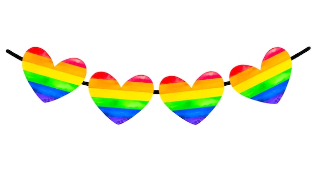 Ghirlanda del mese dell'orgoglio arcobaleno disegnato a mano ad acquerello