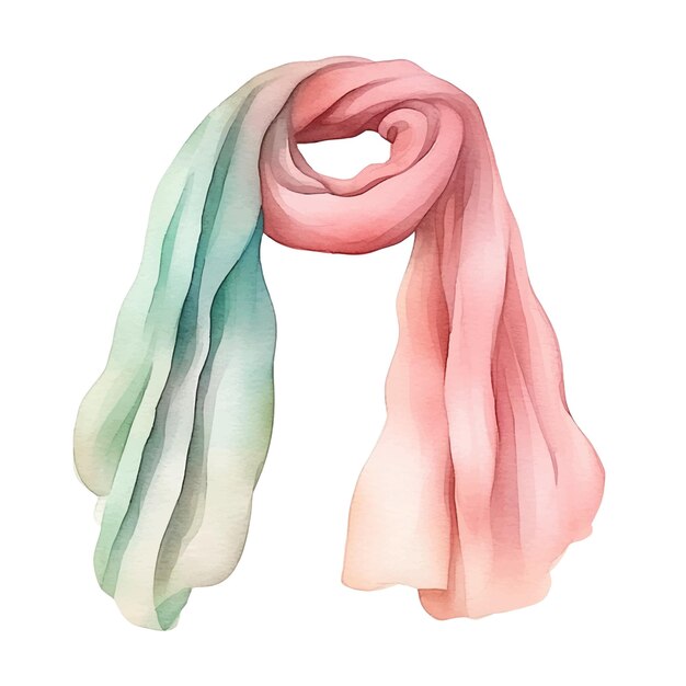 Watercolor hand drawn scarf in pastel colors isolated on white background