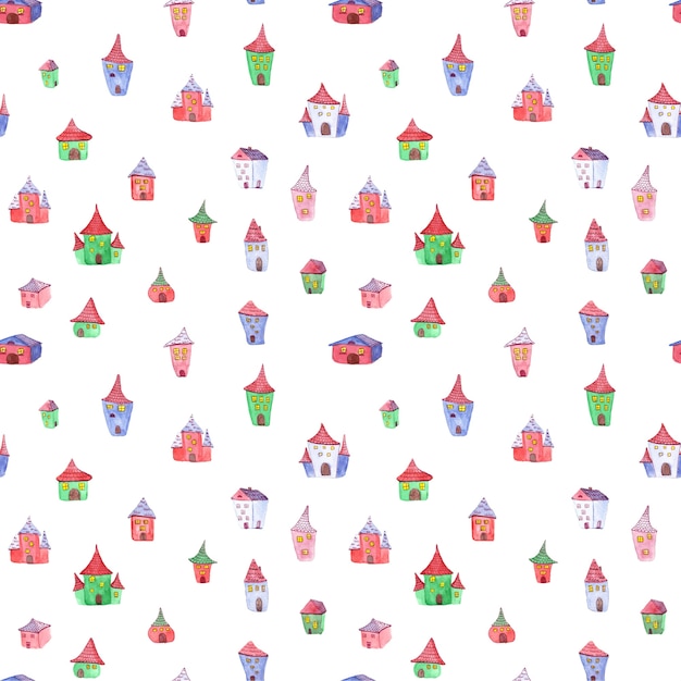 Watercolor hand drawn seamless baby pattern