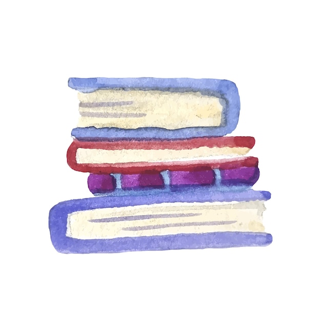 Watercolor hand drawn stack of books