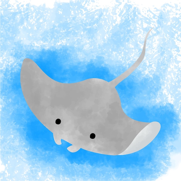 Vector watercolor hand drawn stingray