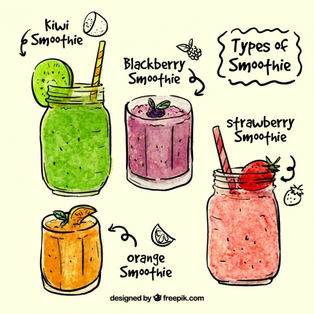 Vector watercolor hand drawn summer juices