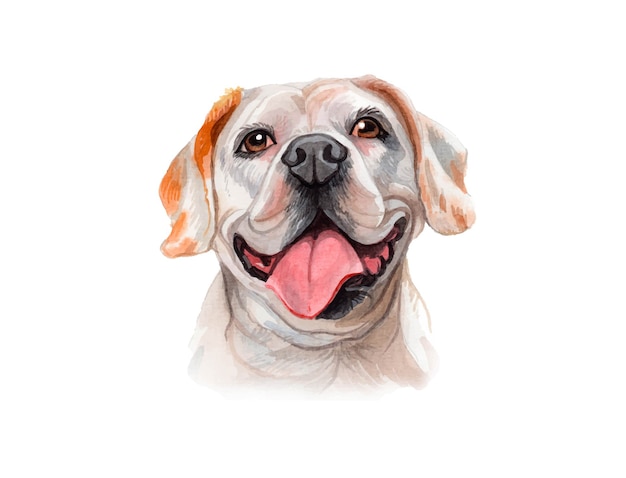 Watercolor hand painted dog portrait