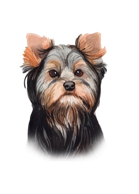 Vector watercolor hand painted dog portrait