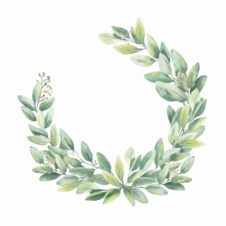 Vector watercolor hand painted leaves frame.