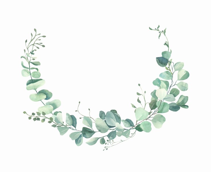 Watercolor hand painted leaves frame.
