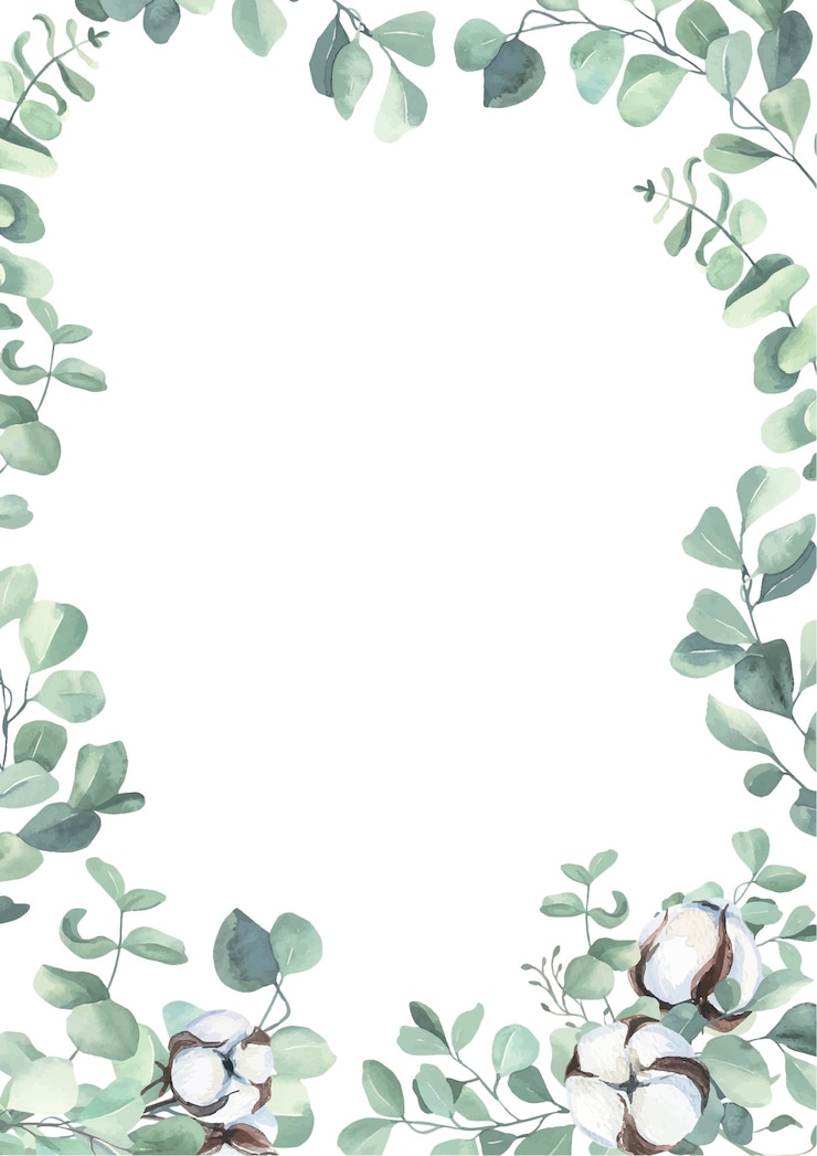 Watercolor hand painted leaves frame.