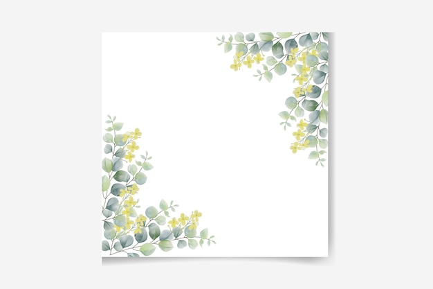 watercolor hand painted vector rectangular frame with silver dollar eucalyptus
