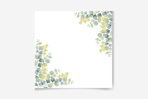 Watercolor hand painted vector rectangular frame with silver dollar eucalyptus