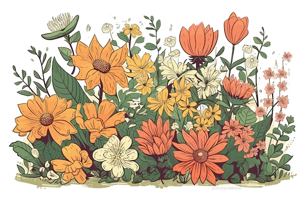 水彩手描き花ベクトル アート絵画イラスト花のパターン水彩花