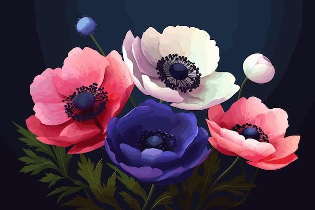 Watercolor handpainted flower vector art painting illustration