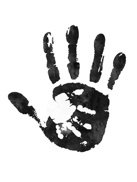 Vector watercolor handprints of an adult and a child black and white family handprints illustration