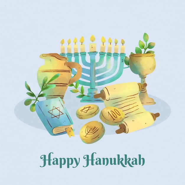 Festival di hanukkah dell'acquerello