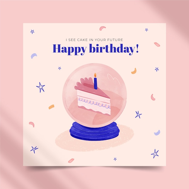 Vector watercolor happy birthday card