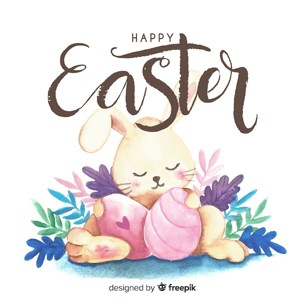 Watercolor happy easter day background