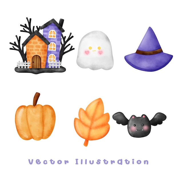 Vector watercolor happy halloween day