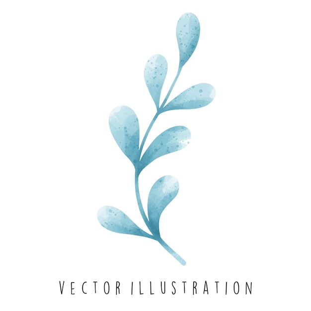 Vector watercolor happy hanukkah with leaf and flower vector illustration