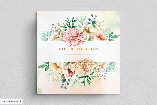 수채화 하드 그린 된 꽃 웨딩 카드