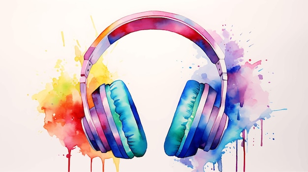 Vector watercolor headphone