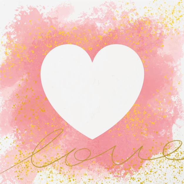 Vector watercolor heart frame