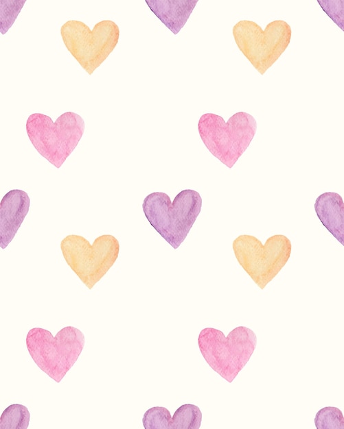 Watercolor heart shape as seamless pattern