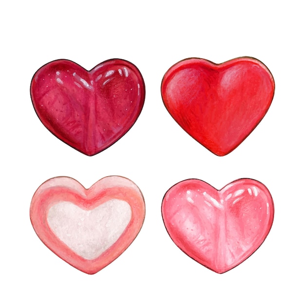 Watercolor heart shaped candies