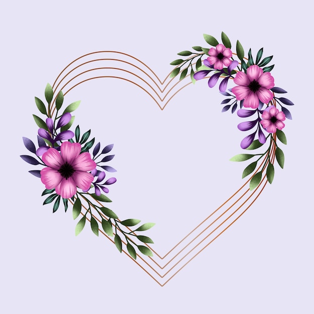 Vector watercolor hearts frame design