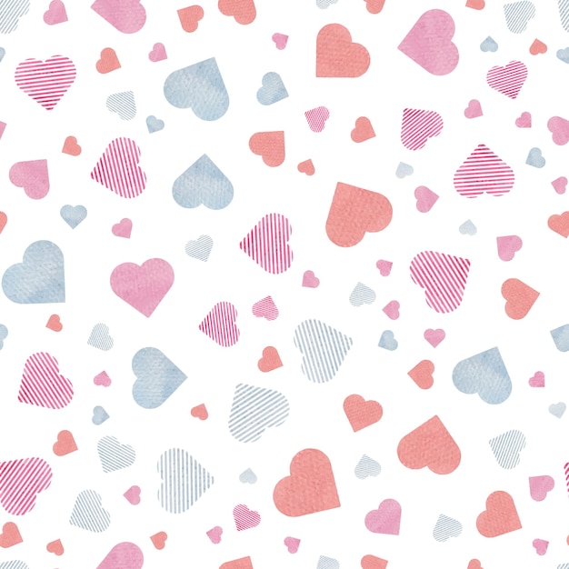 watercolor hearts love seamless pattern