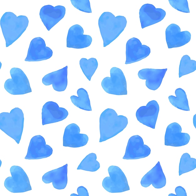 Vector watercolor hearts seamless pattern. repeating valentines day background