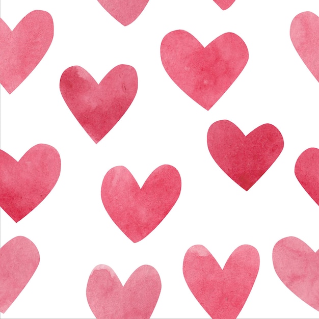 Vector watercolor hearts. seamless pattern