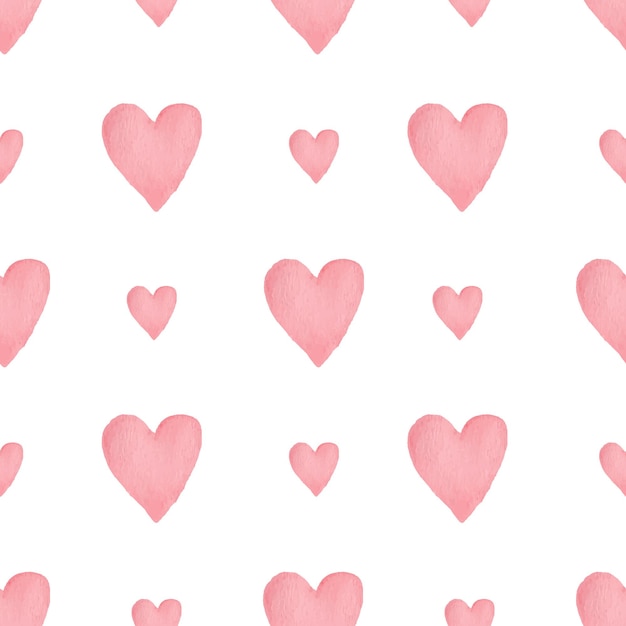 Watercolor hearts seamless pattern