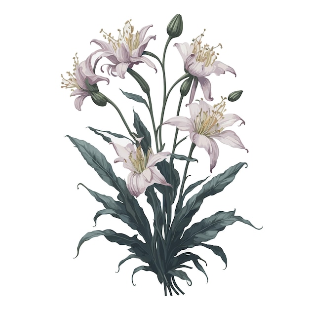 Vector watercolor henrys lily clipart floral bouquet flower