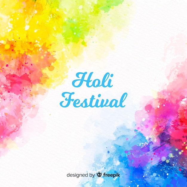 수채화 Holi 축제 배경