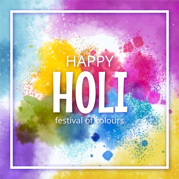 Watercolor holi festival celebration illustration