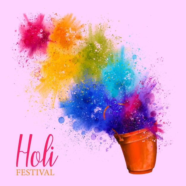 Vettore acquerello holi gulal