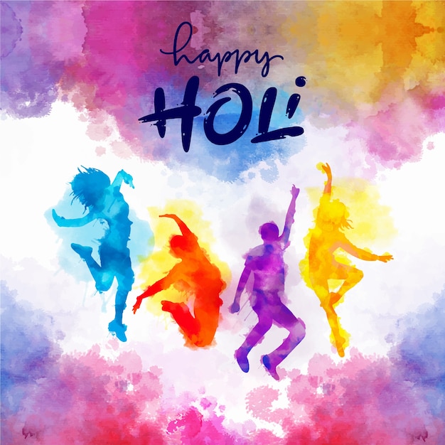 Watercolor holi illustration