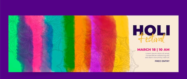 Watercolor holi twitter header