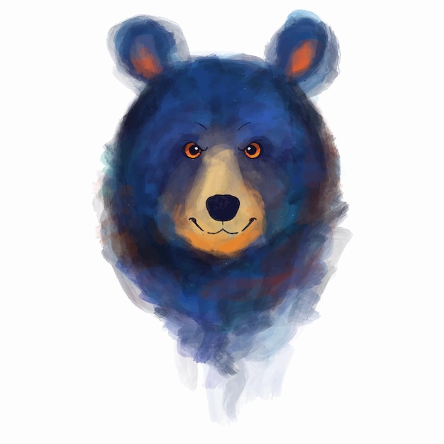 Watercolor Honey bear head isolated on a white background