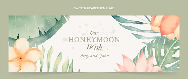 Vector watercolor honeymoon twitter header