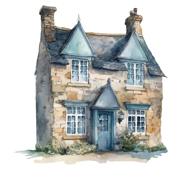 A watercolor of a house in the village of st. andrews.