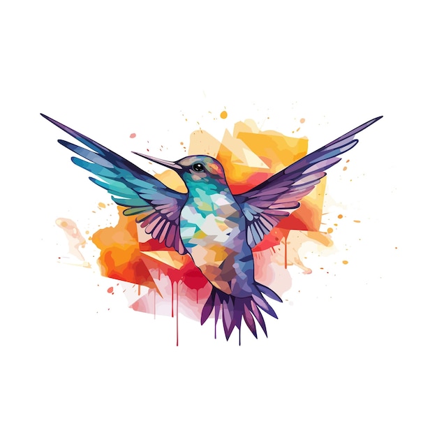 watercolor hummingbird art vector