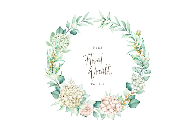 watercolor hydrangea floral wreath illustration