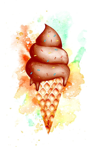 Watercolor ice cream cone