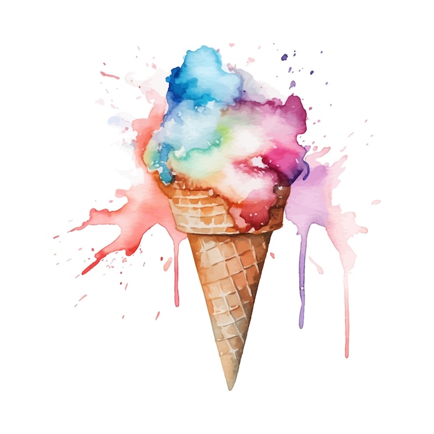 watercolor ice cream white background