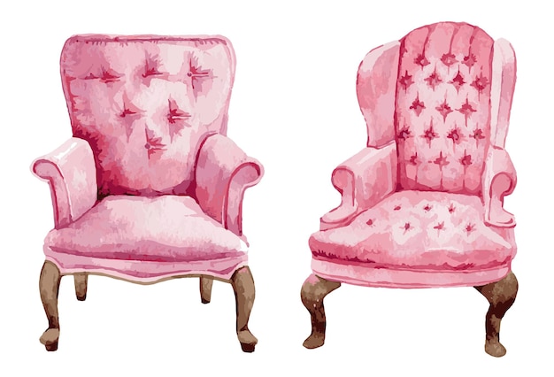 Watercolor illustration of armchair