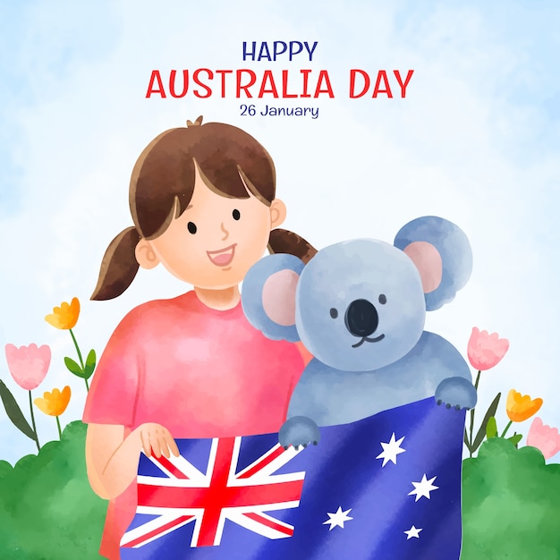 Watercolor illustration for australian national day